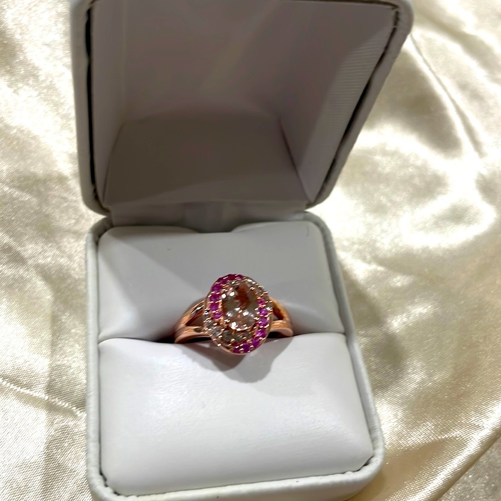 Morganite Ring size 7 with Pink & White sapphire